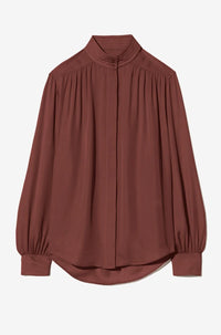 NILI LOTAN Revi Silk Blouse in burgundy 1 - women's blouse - alternate view