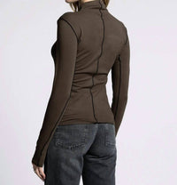 Weekend Los Angeles Marisol Long Sleeve Top in brown black - women's long sleeve top - alternate view