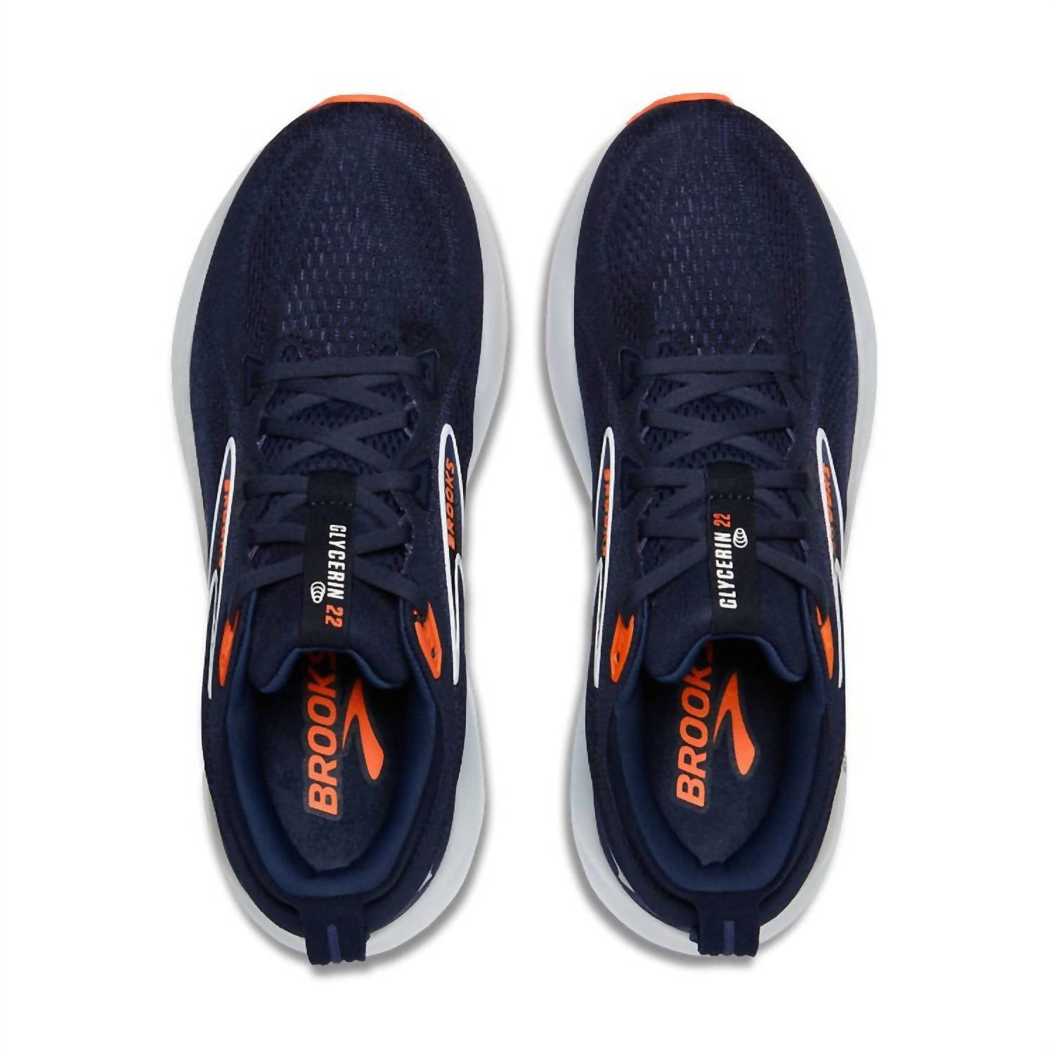 BROOKS Men's Glycerin 22 Shoes in peacoat blue ribbon orange - men's shoe - alternate view