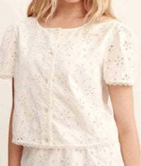 POSSE Salma Cap Sleeve Top in vintage white - women's blouse
