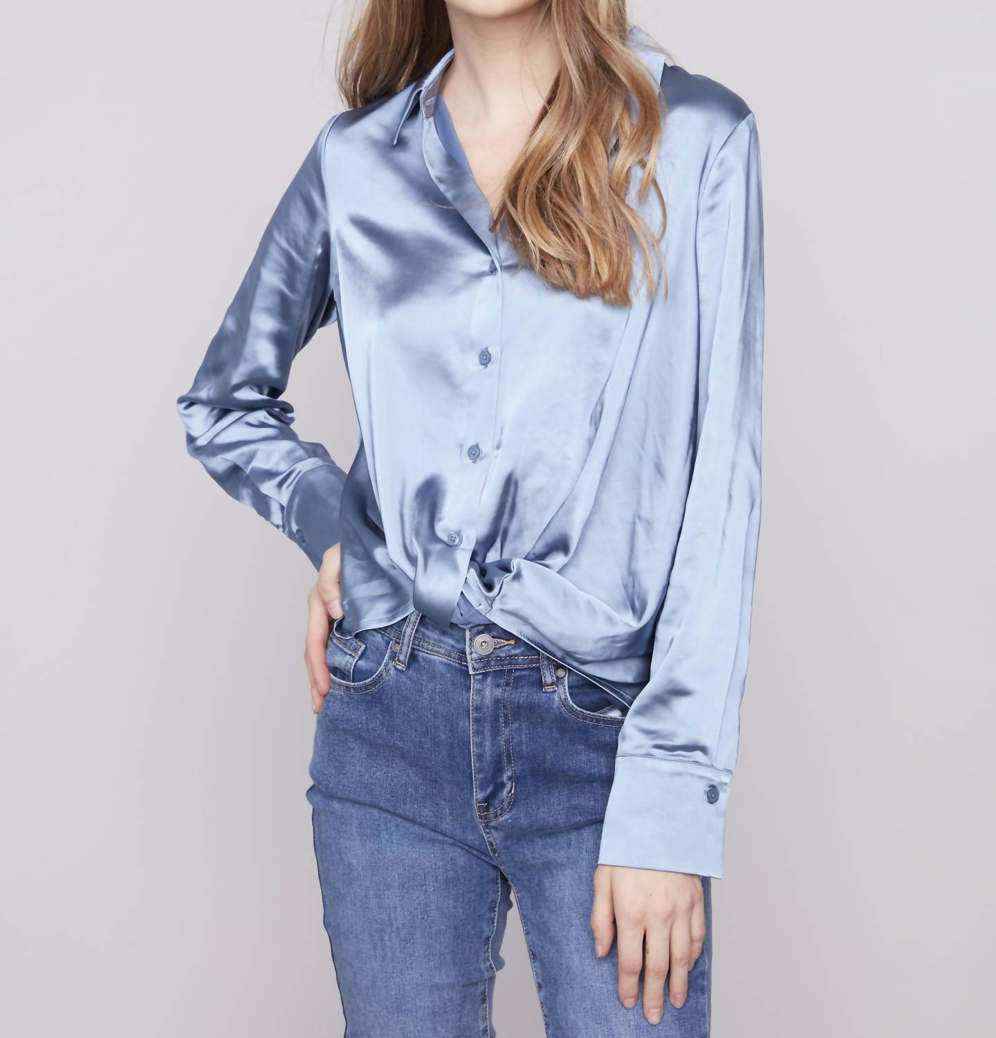 Charlie B - Long Sleeve Shirt With Twisted Front