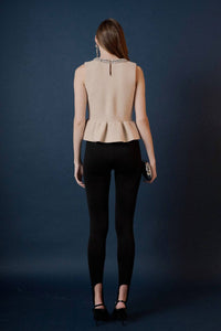 Endless Rose - Jewel Trim Keck Peplum Knit Top