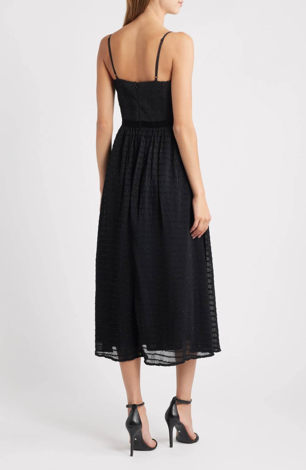 Moon River - Spaghetti Strap Pleated Chiffon Midi Dress