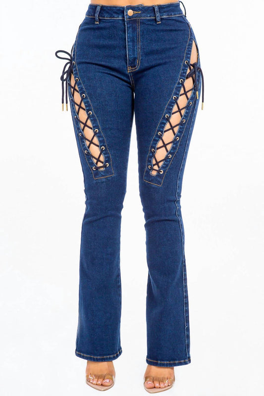 American Bazi - Chic Lace Up High Rise Denim