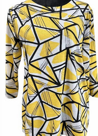 LINKS Three Quarter Sunny Day Top in yellow black - women's blouse - detail view