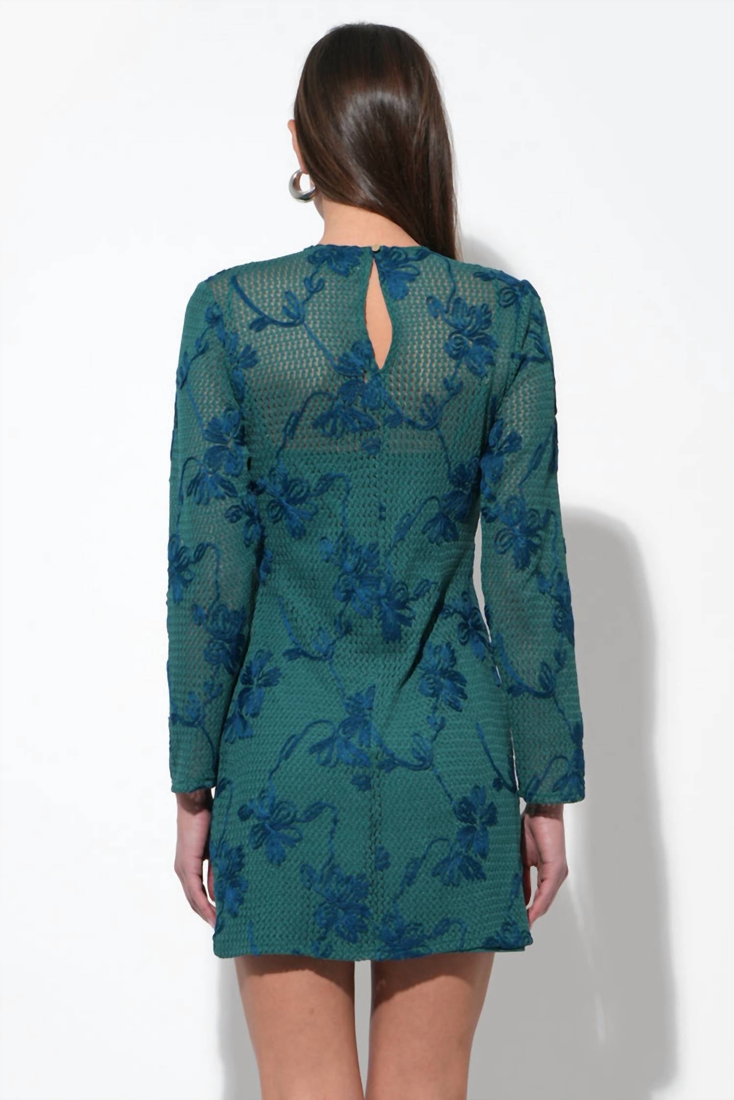 adelyn rae Cheryl Crochet Lace Mini Dress in emerald green - women's dress - detail view