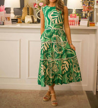 adelyn rae Alva Leaf Midi Dress in amazon green - women's dress - alternate view