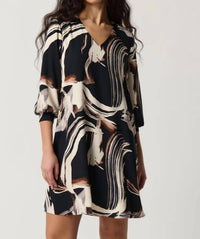 Joseph Ribkoff - Brushstroke Print Three Quarter Sleeve Mini Shift Dress