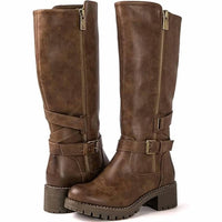 Globalwin - Women's Knee High Chunky Low Heel Boots