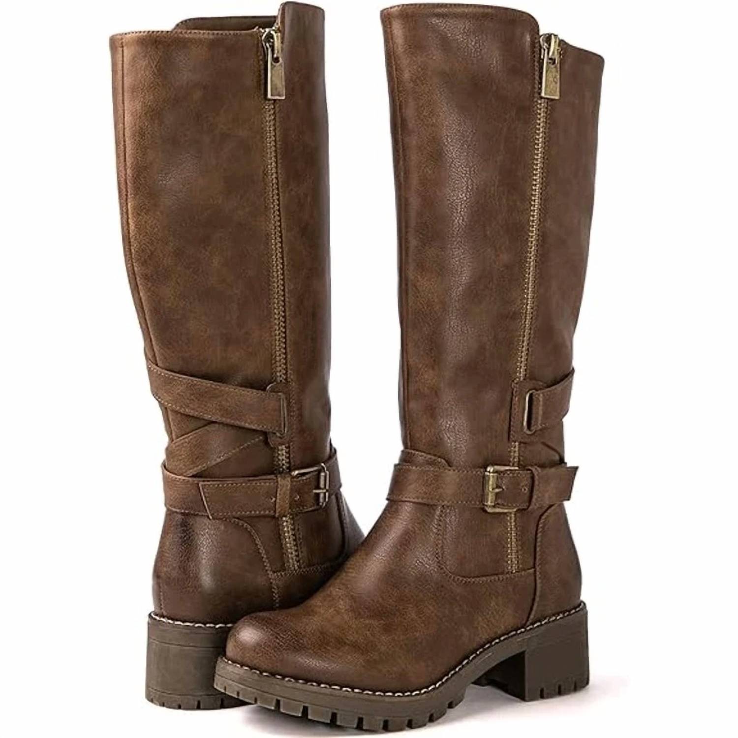 Globalwin - Women's Knee High Chunky Low Heel Boots