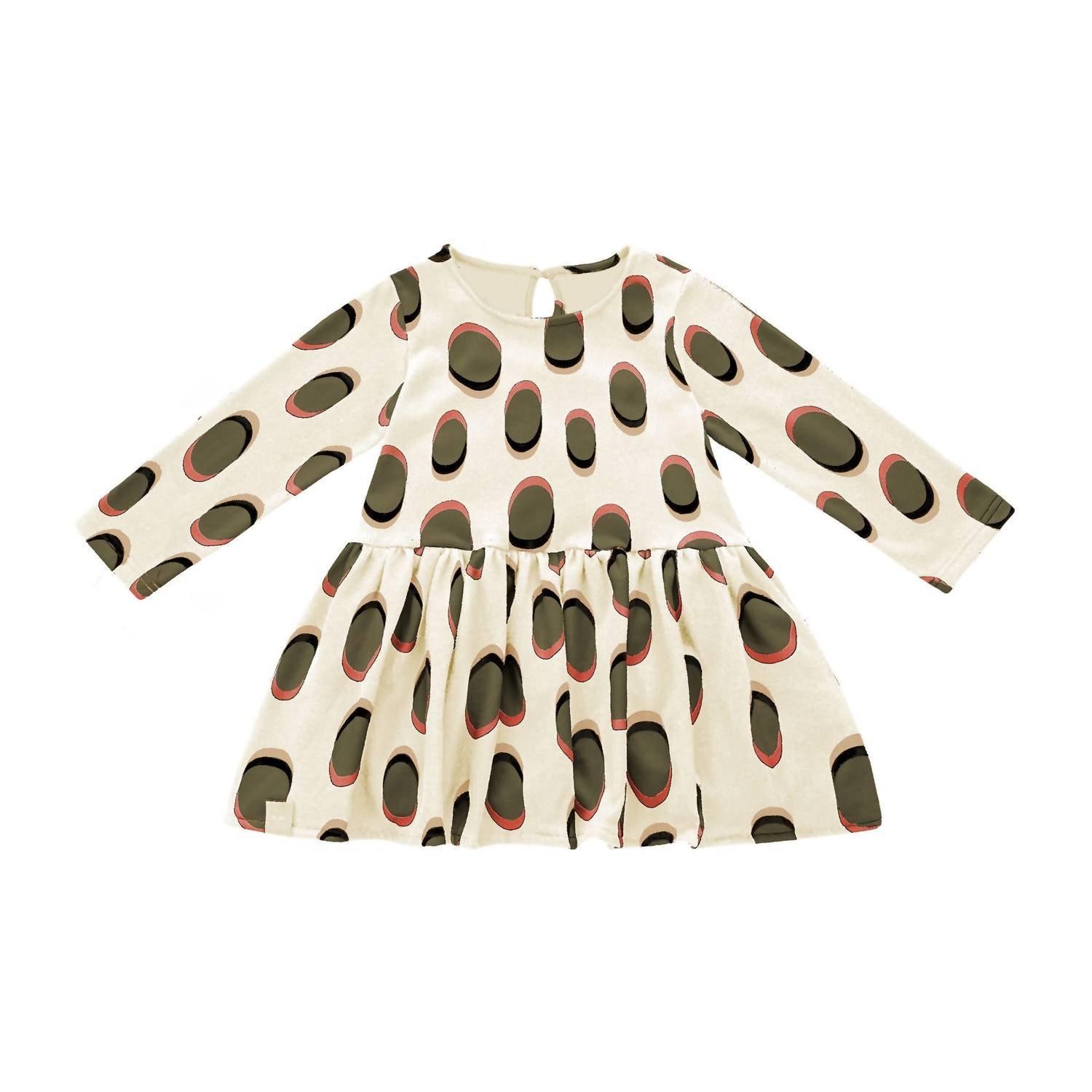 Omamimini - Girls' Drop Waist Long Sleeve Terry Dress
