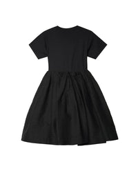 Kids Waisted Blouson Loose Pleat Dress