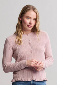 Barefoot Dreams - Cozychic Ultra Lite Cable Knit Cardigan With Ruffle