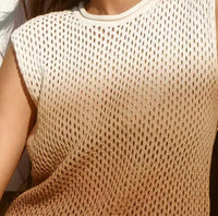 Velvet by Graham & Spencer Nina Mesh Tank Top in stonewall - women's shirt - detail view