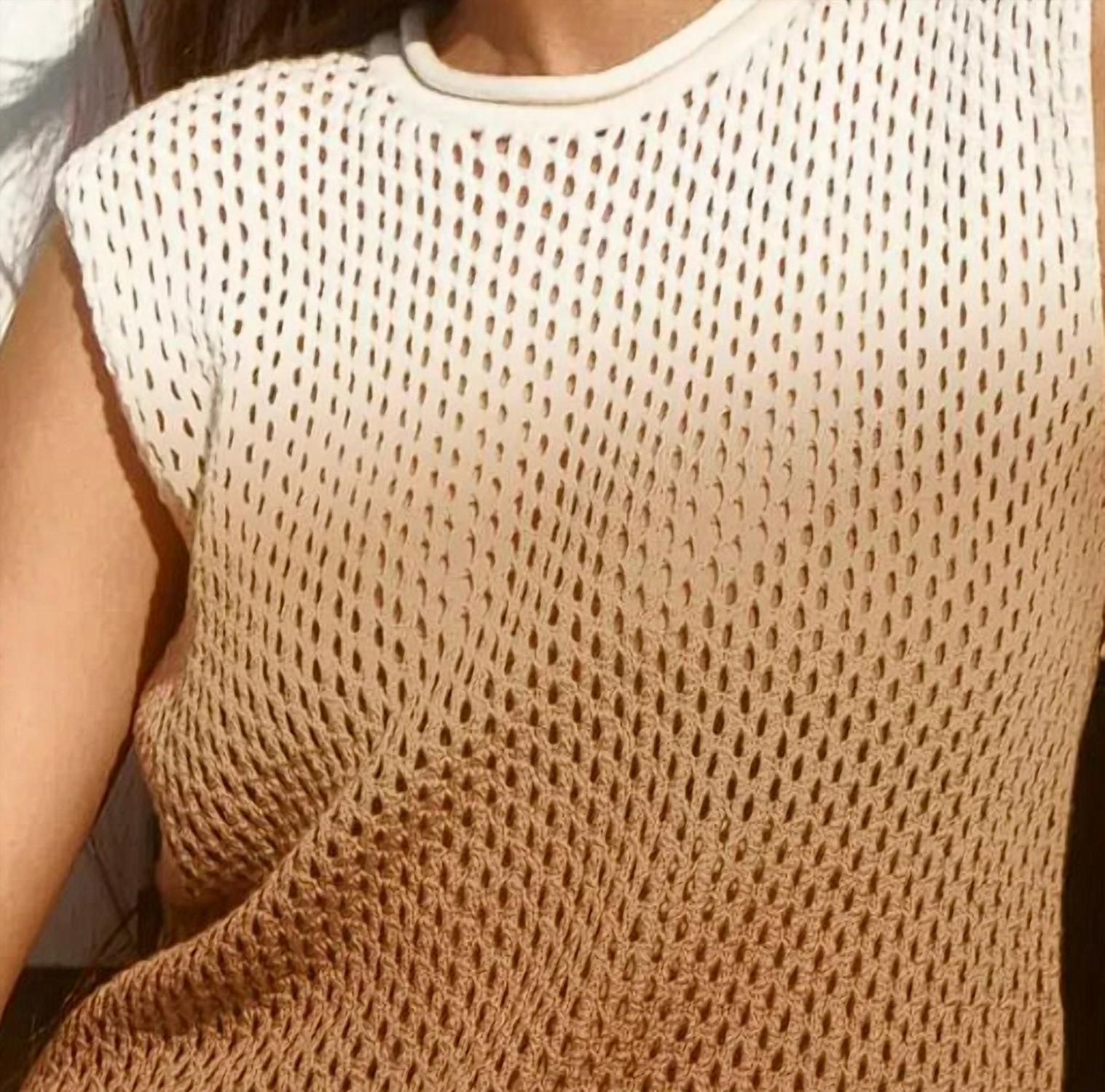 Velvet by Graham & Spencer Nina Mesh Tank Top in stonewall - women's shirt - detail view