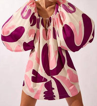Adriana Degreas - Bold Floral Puff Sleeve Mini Dress