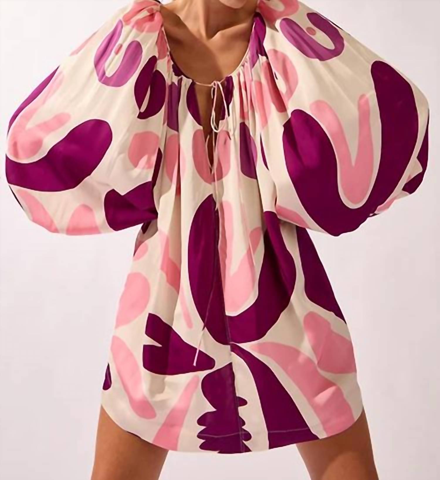 Adriana Degreas - Bold Floral Puff Sleeve Mini Dress