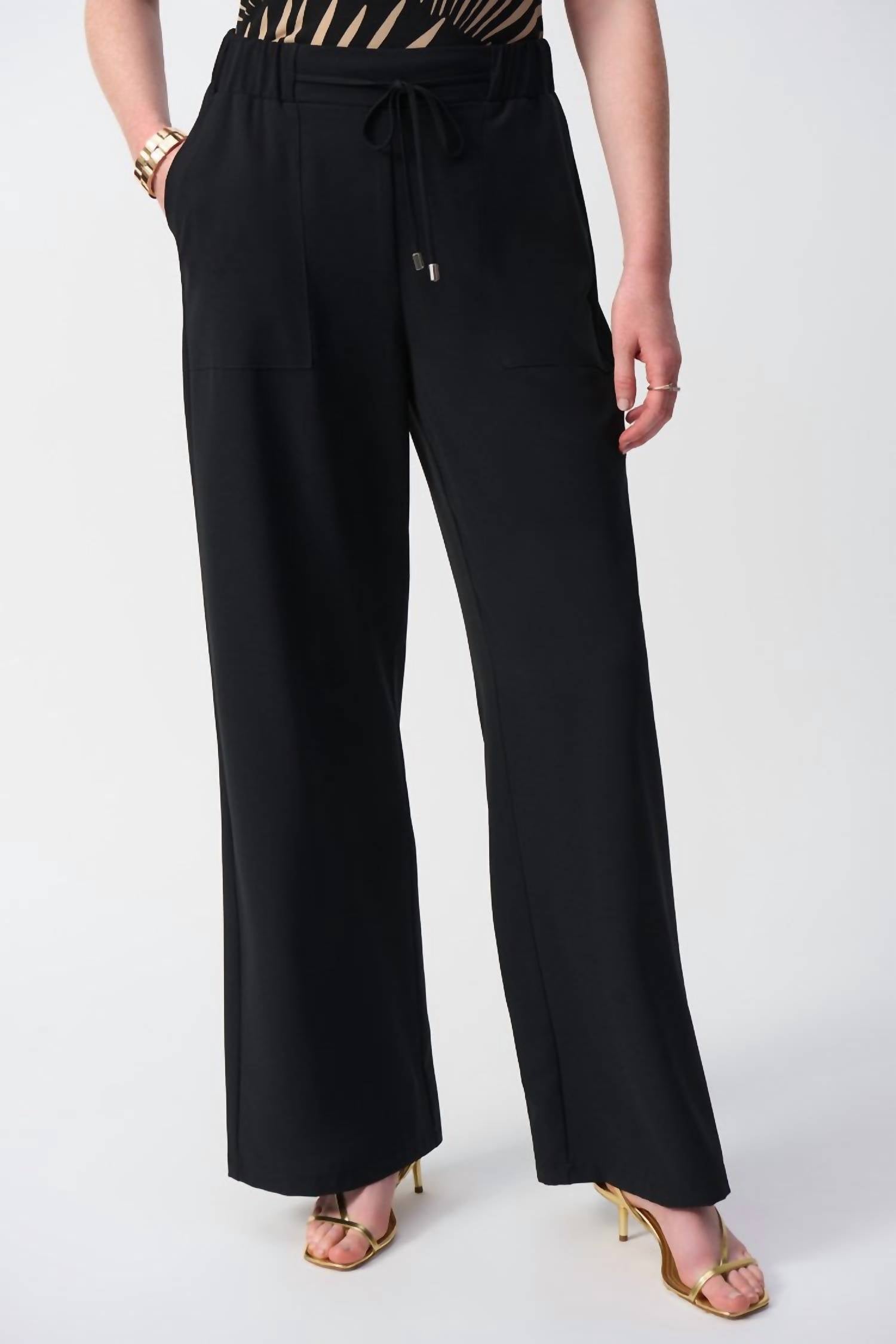 Joseph Ribkoff - Textured Woven Wide Leg Pants