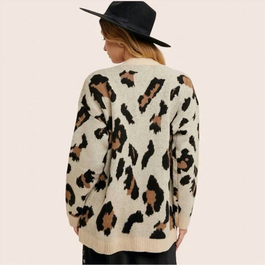 Bluivy - Open Front Leopard Cardigan