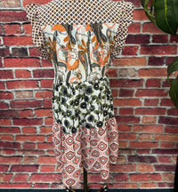 Isle Sunset Patchwork Ruffle Dress in multi - women's dress - alternate view
