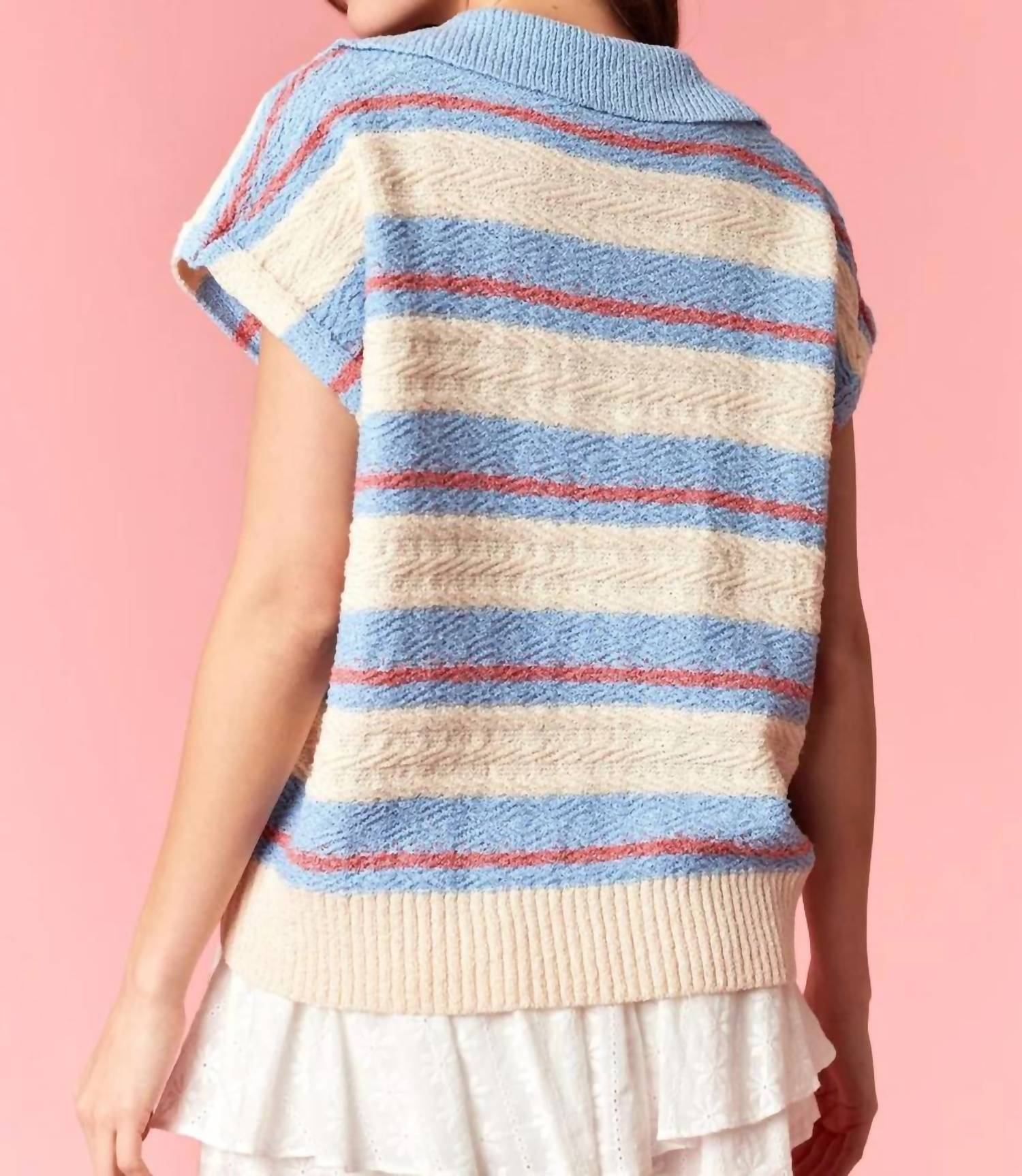 Peach Love - Island Vibes Striped Sweater Top