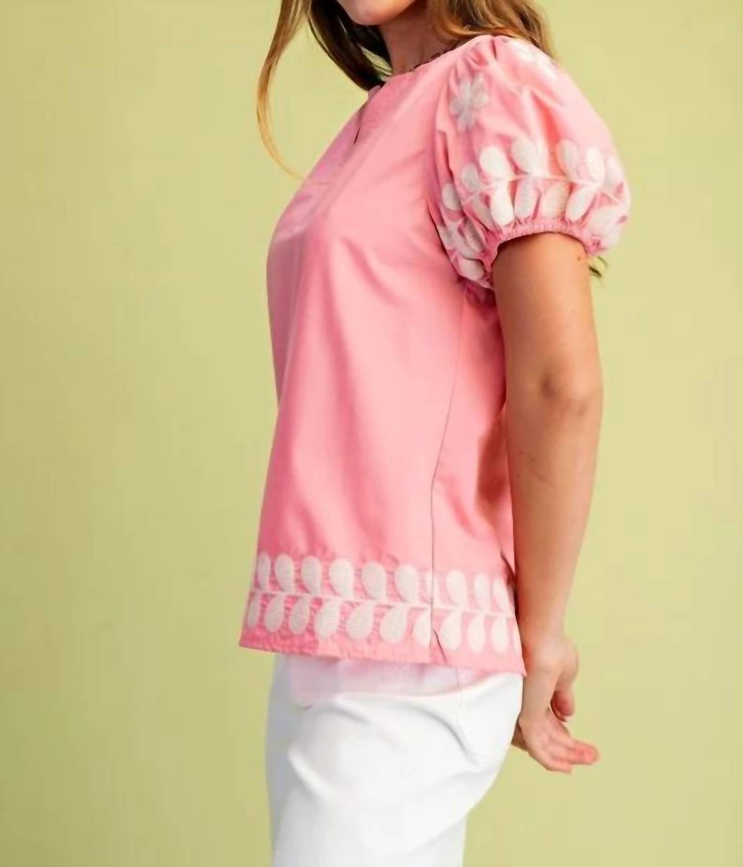 Gigio - Short Puff Sleeve V-neck Top