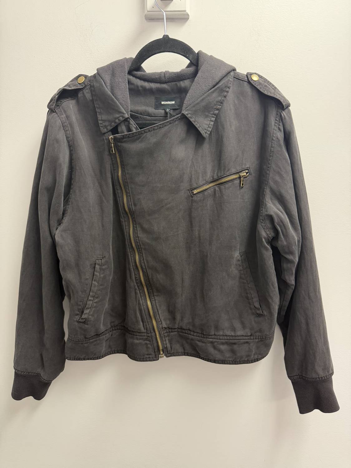 Monrow - Women's Hooded Moto Jacket
