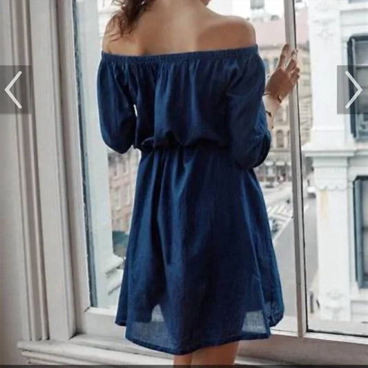Madewell - Indigo Off Shoulder Mini Dress