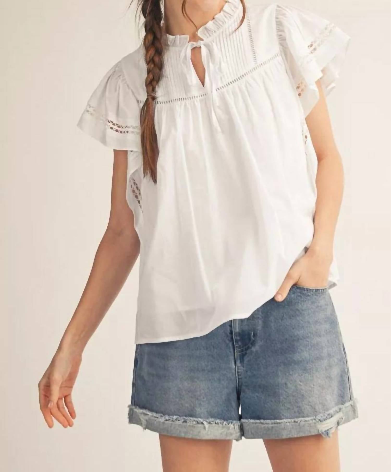Jodifl Women's Angel Whisper Ruffle Lace Top in white - women's blouse - alternate view
