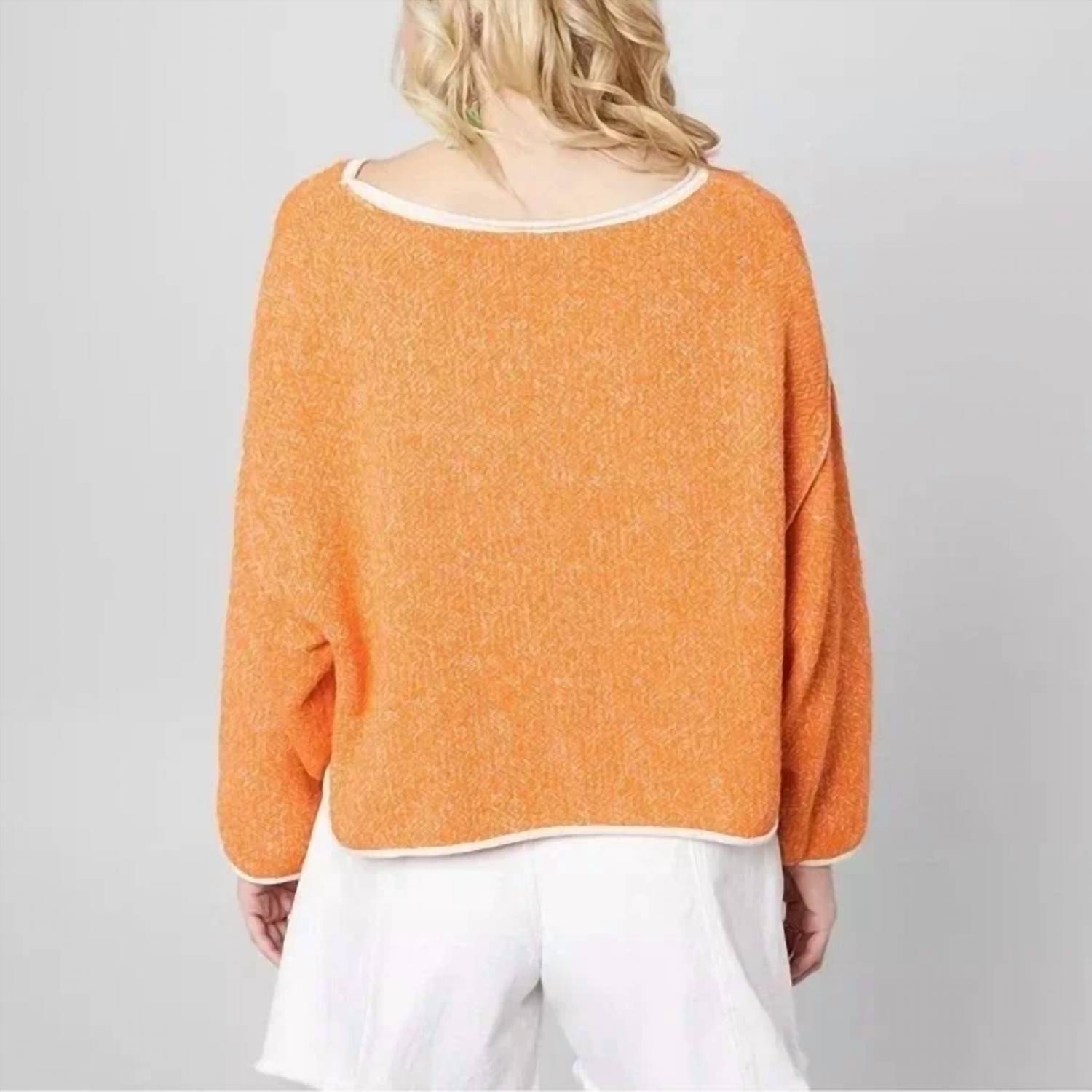 Free People Bardot Solid Sweater in orange peel - women's sweater - detail view