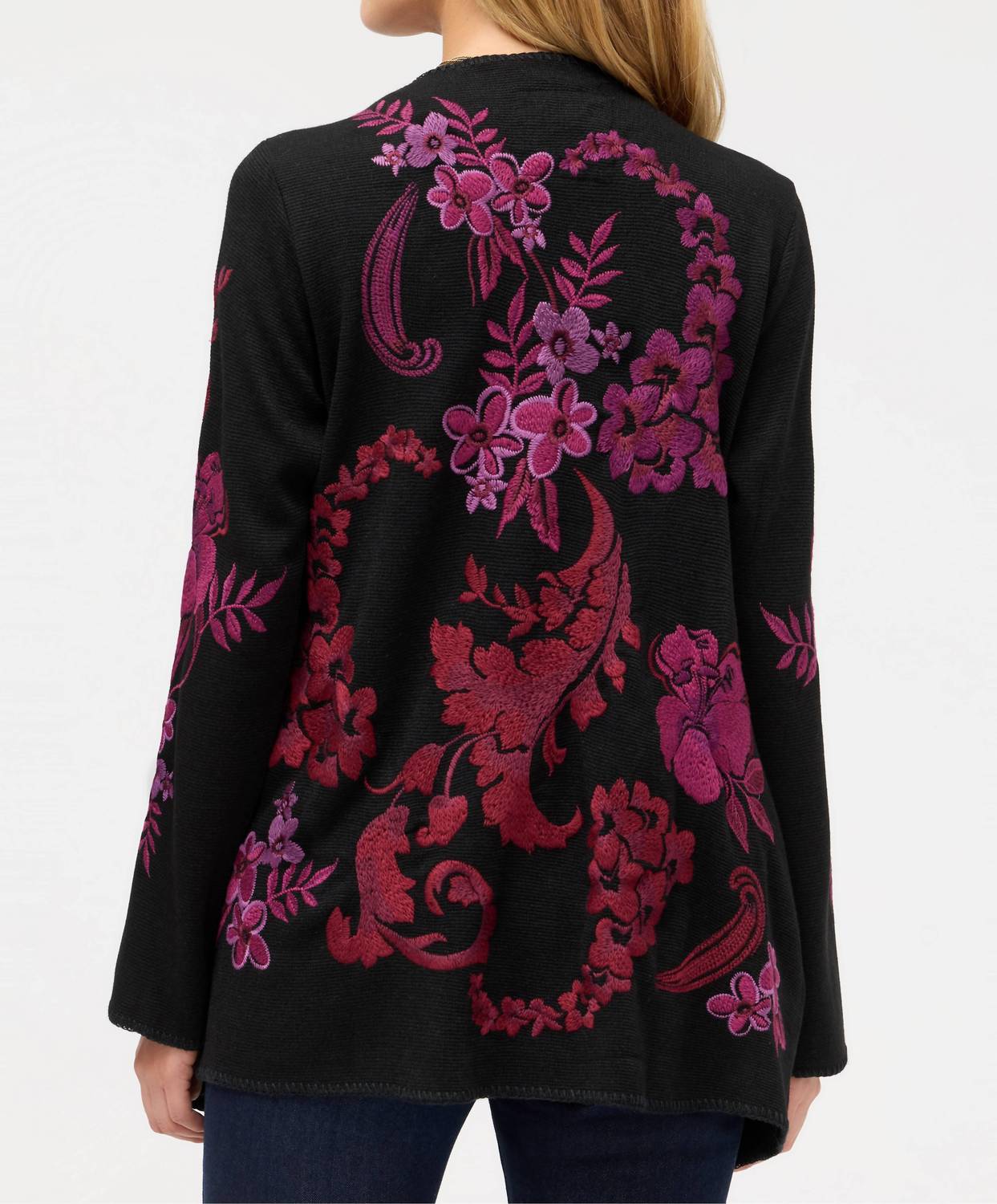 Johnny Was Biya Draped Sweater in musia black - women's cardigan - alternate view