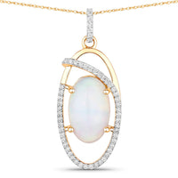 Diana M Jewels - Women's Oval Natural Ethiopian Opal Pendant Necklace (3.59 Ct) - Signature Plus