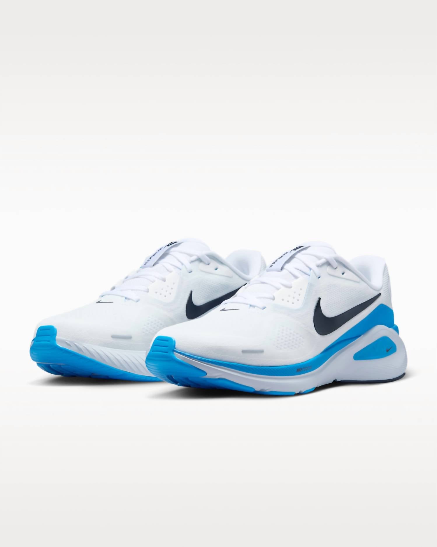 NIKE Men's Structure 26 Road Running Shoes in white blue hero pure platinum black - men's sneaker - view 4