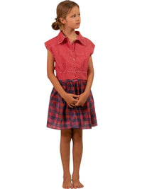 Longlivethequeen - Girl's Wide Bleached Check Skirt