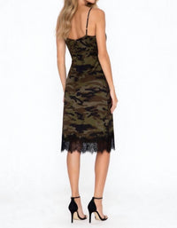 Gold Hawk Silk Coco Slip Dress in camo - women's dress - detail view