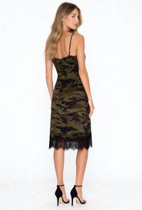 Gold Hawk Silk Coco Slip Dress in camo - women's dress - alternate view