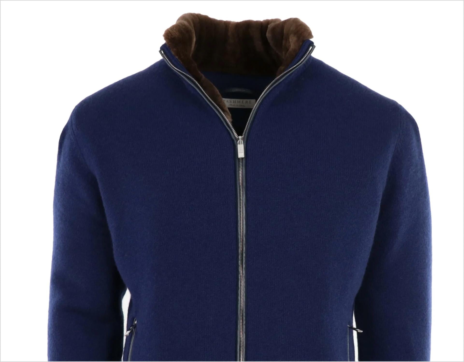 Pashmere - Men's Cashmere Bomber Lined With Beaver Fur