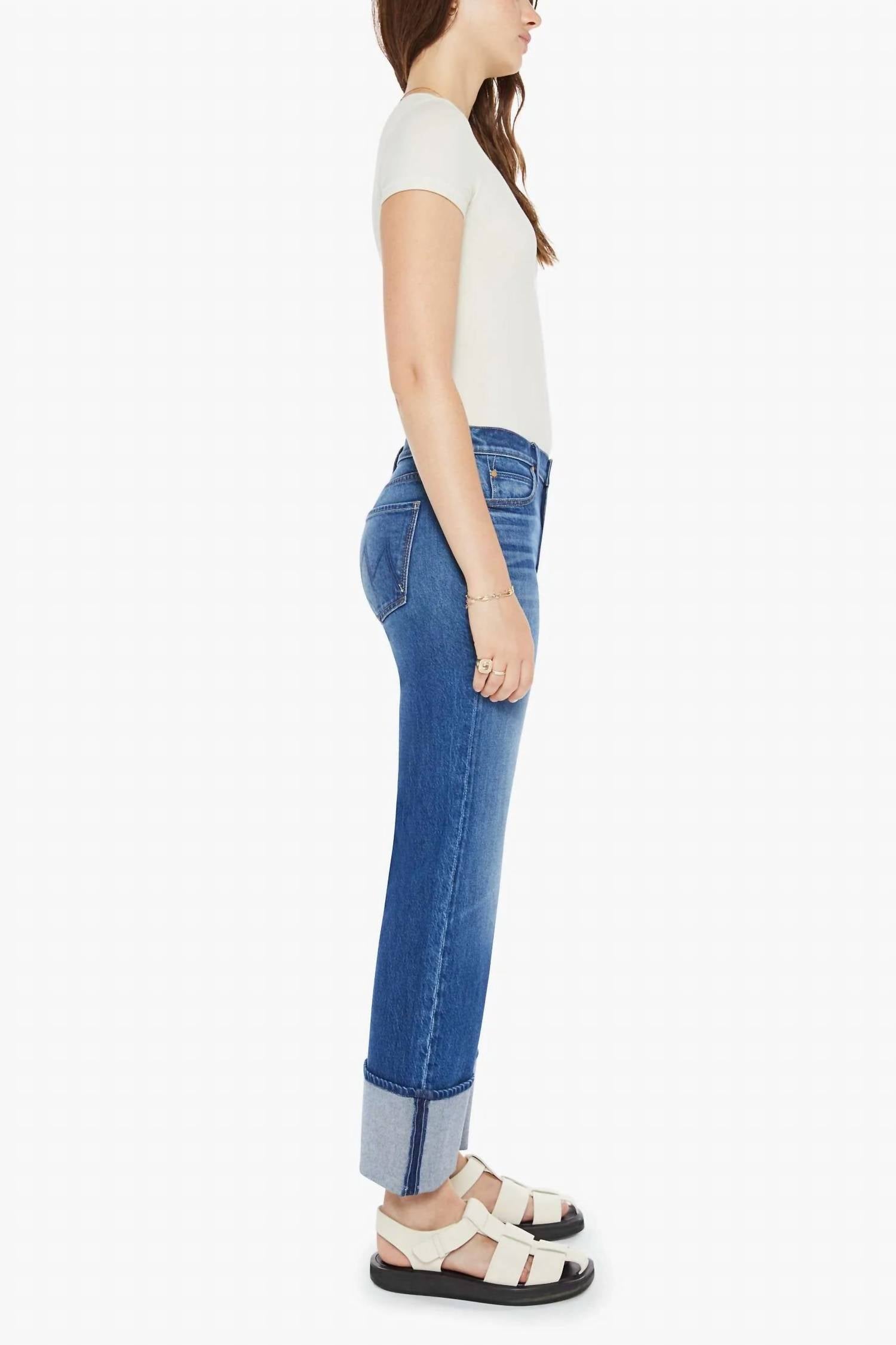 Mother - Women's Checkerboard Duster Flood Cuffed Jeans