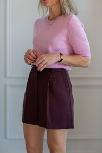Herskind Reggy Mid Rise Shorts in mahogany - women's shorts - detail view