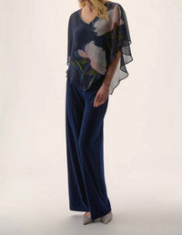 Joseph Ribkoff - Floral Print V-neck Poncho Top