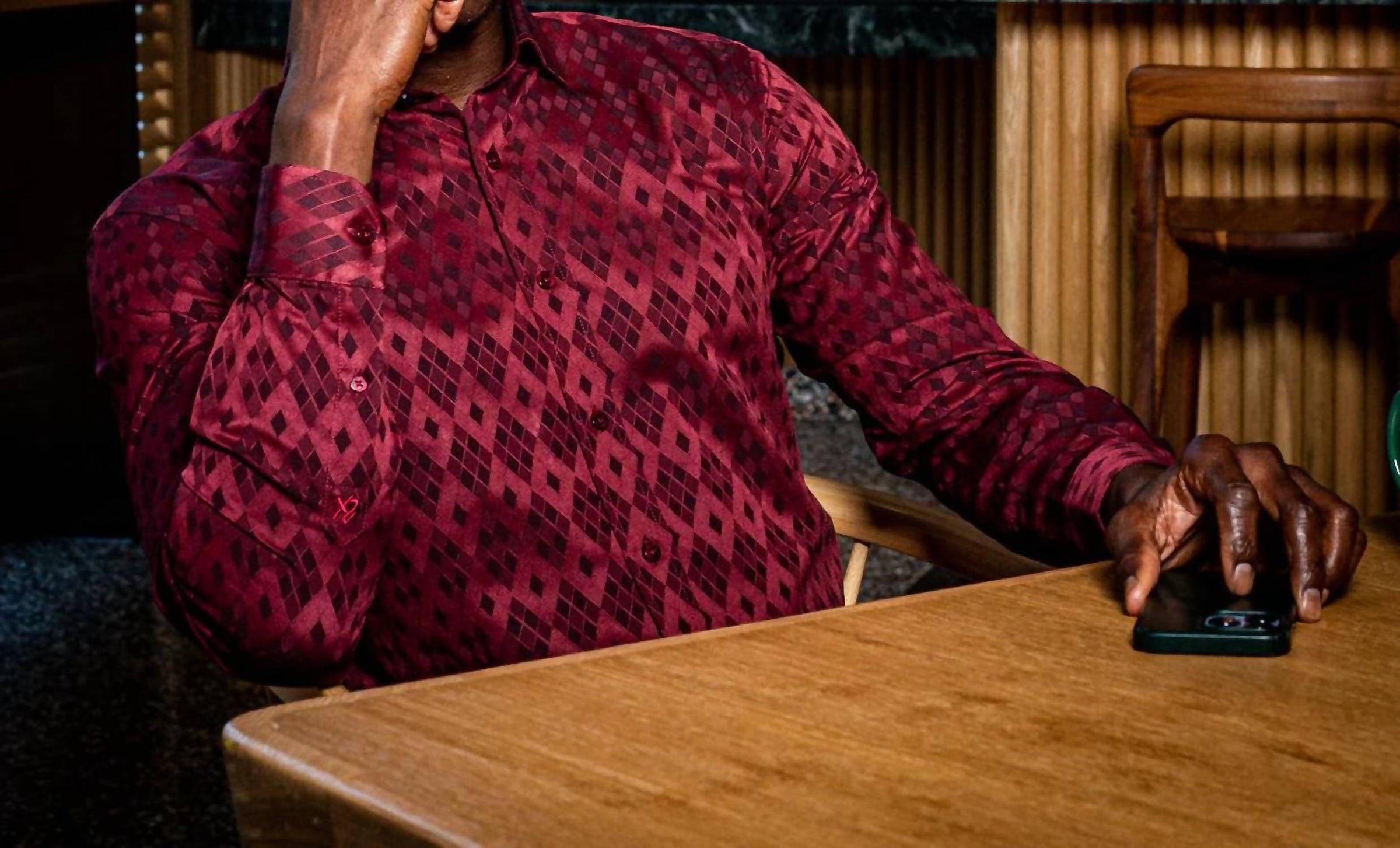 Eight X - Men's Argyle Jacquard Button Down Shirt