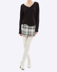 CHRLDR Ava V-neck Long Sleeve Mock Layer T-shirt in black - women's long sleeve top - view 4