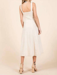 Mittoshop - Stretch Twill Decor Button Sleeveless Midi Dress
