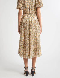 Ulla Johnson Nan Silk Short Sleeve Midi Dress in swan - women's dress - alternate view