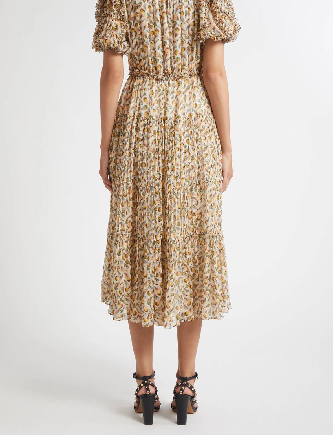 Ulla Johnson Nan Silk Short Sleeve Midi Dress in swan - women's dress - alternate view