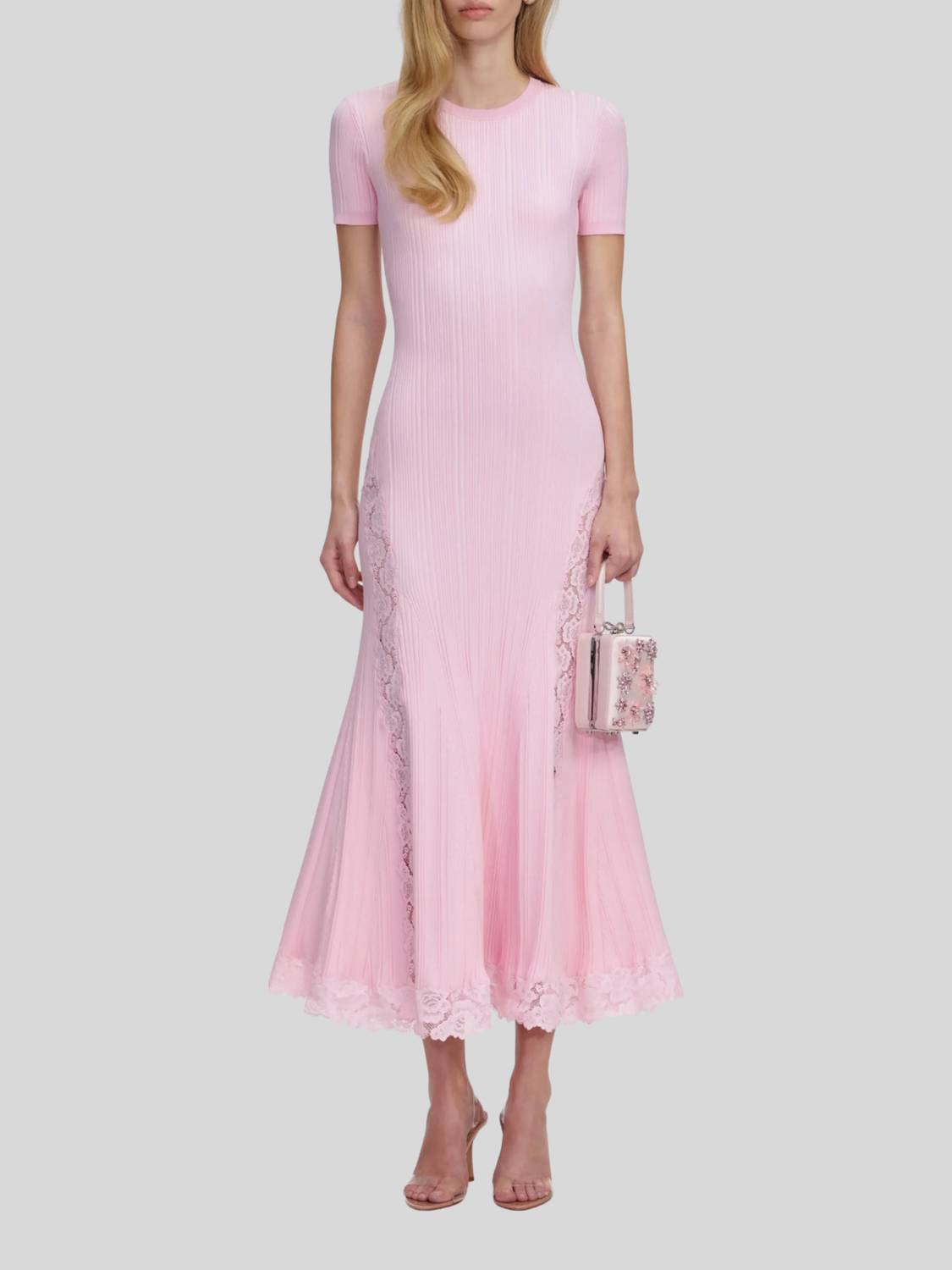 Self-Portrait - Knit Lace Insert Midi Dress