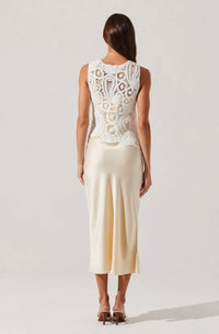 Astr - Martina Crochet-layered Satin Dress