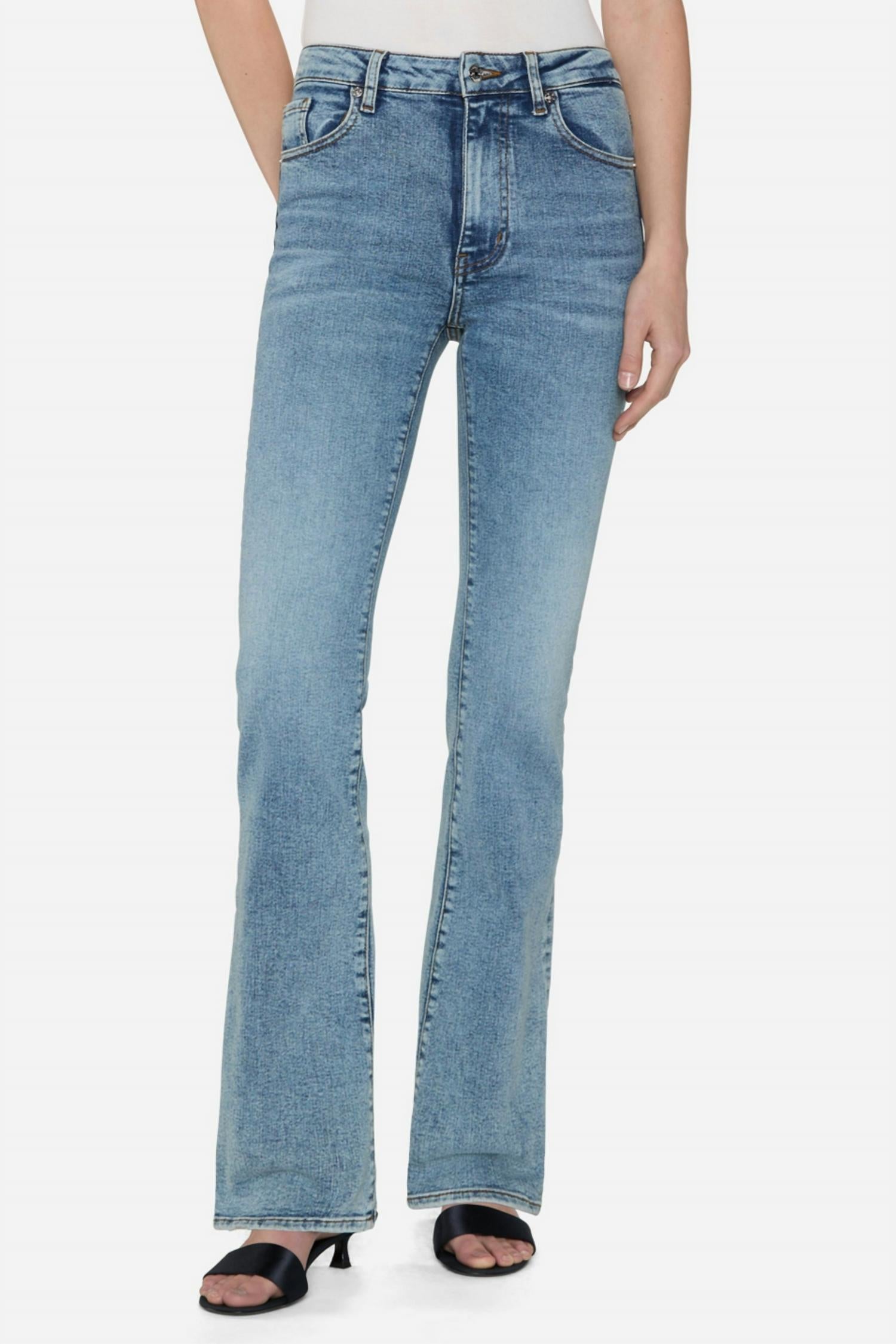FRAME Reboot High Rise Jeans in blue - women's jeans - detail view