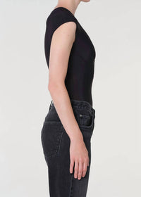 AGOLDE Nadia Fitted Bodysuit in black - women's shirt - detail view