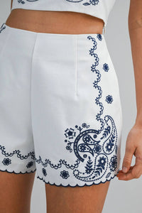 Mable - Ava Paisley Embroidery Halter Top